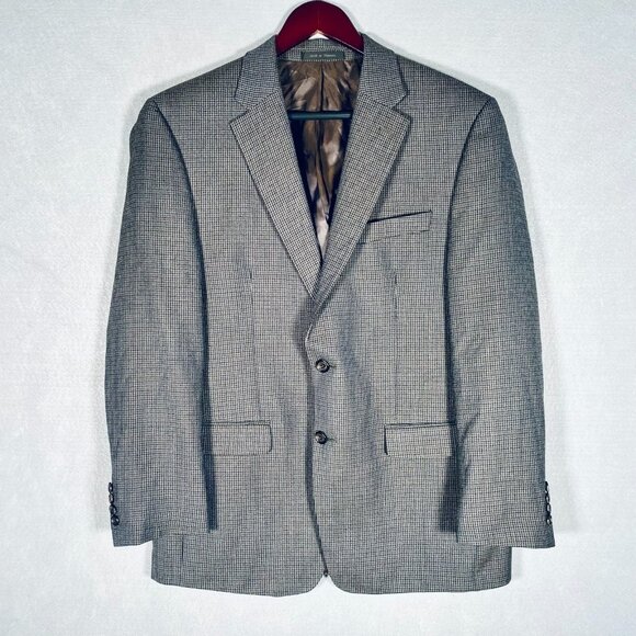 Lauren Ralph Lauren Blazer Mens 42R Brown Blue Wool Houndstooth Sport Coat - Picture 3 of 14